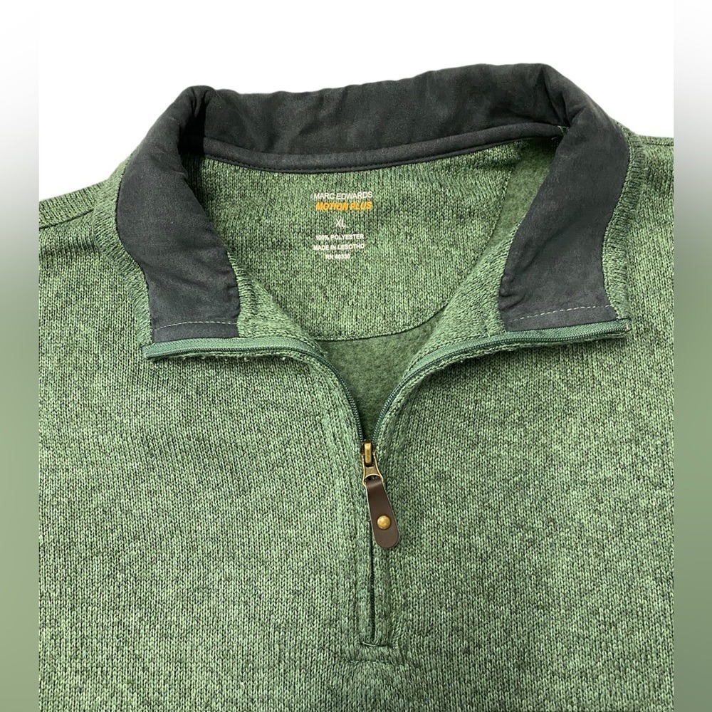 Marc Edwards Motion Plus Mens Green Quarter Zip Pullover‎ Sweater XL Polyester